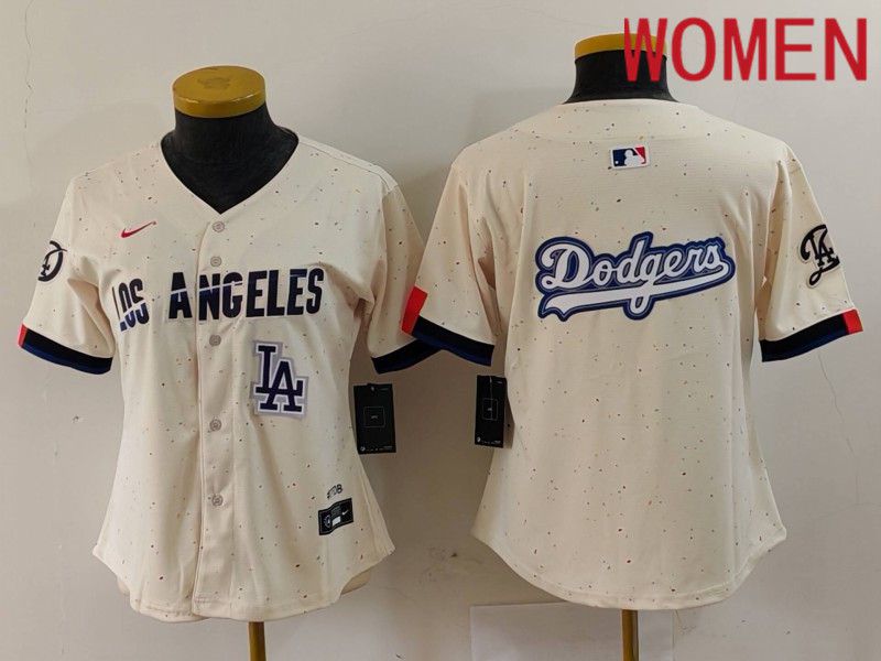Women Los Angeles Dodgers Blank Cream Fashion Nike Game MLB Jersey style 6298